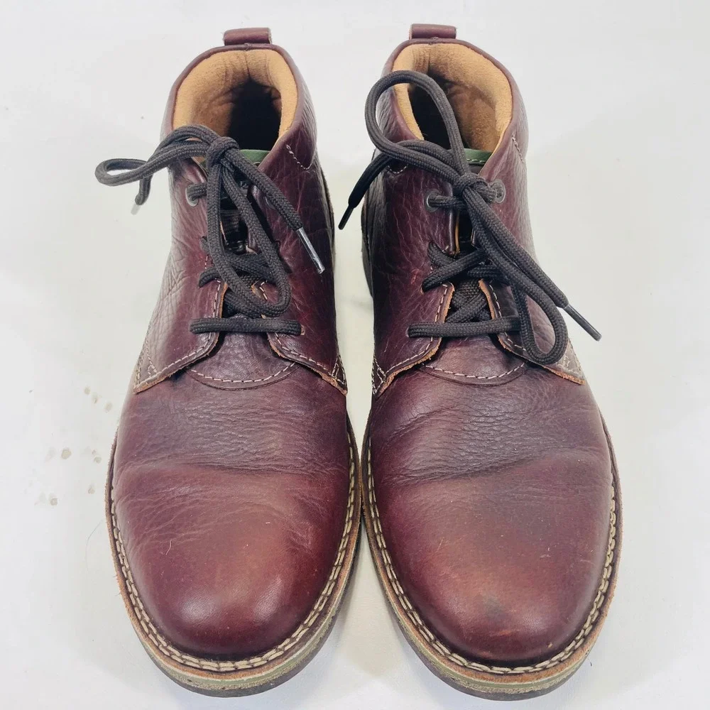 Clarks Collection Mens Leather Chukka Boots Burgundy Brown 26119619 Size 10 M